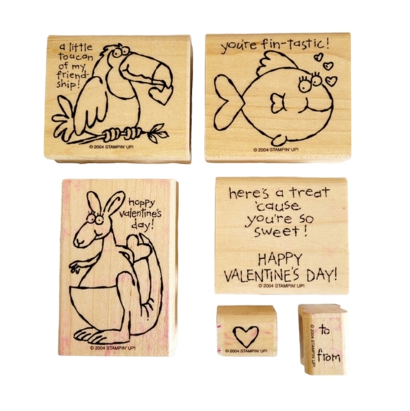 Vintage 2004 Stampin Up! Set of 6 Toucan of my Love Rubber Stamps - Picture 1 of 14